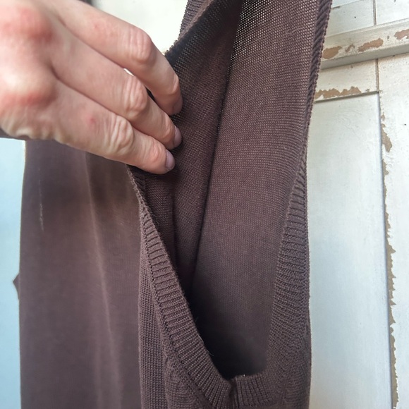 Y2K DIALOGUE Brown Knit Chiffon Midi Tank Dress Whimsigoth Fairy Indie Boho Sz M - Picture 5 of 11